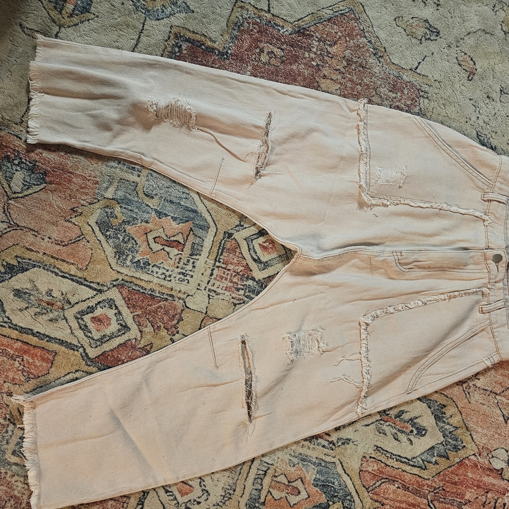 Distressed Cream Jeans for Women